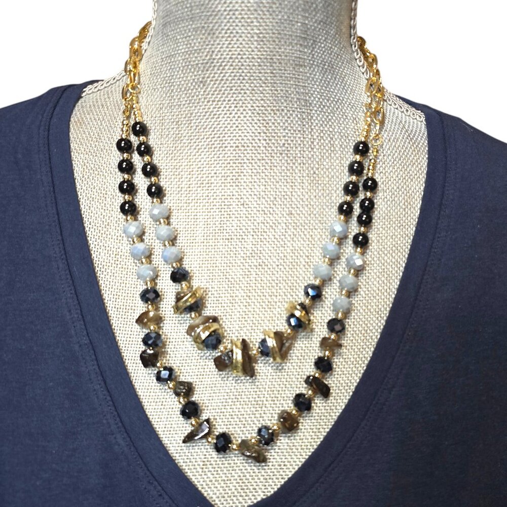 Amrita Singh Double Layered Gold Tone, Multi Color Necklace NWT